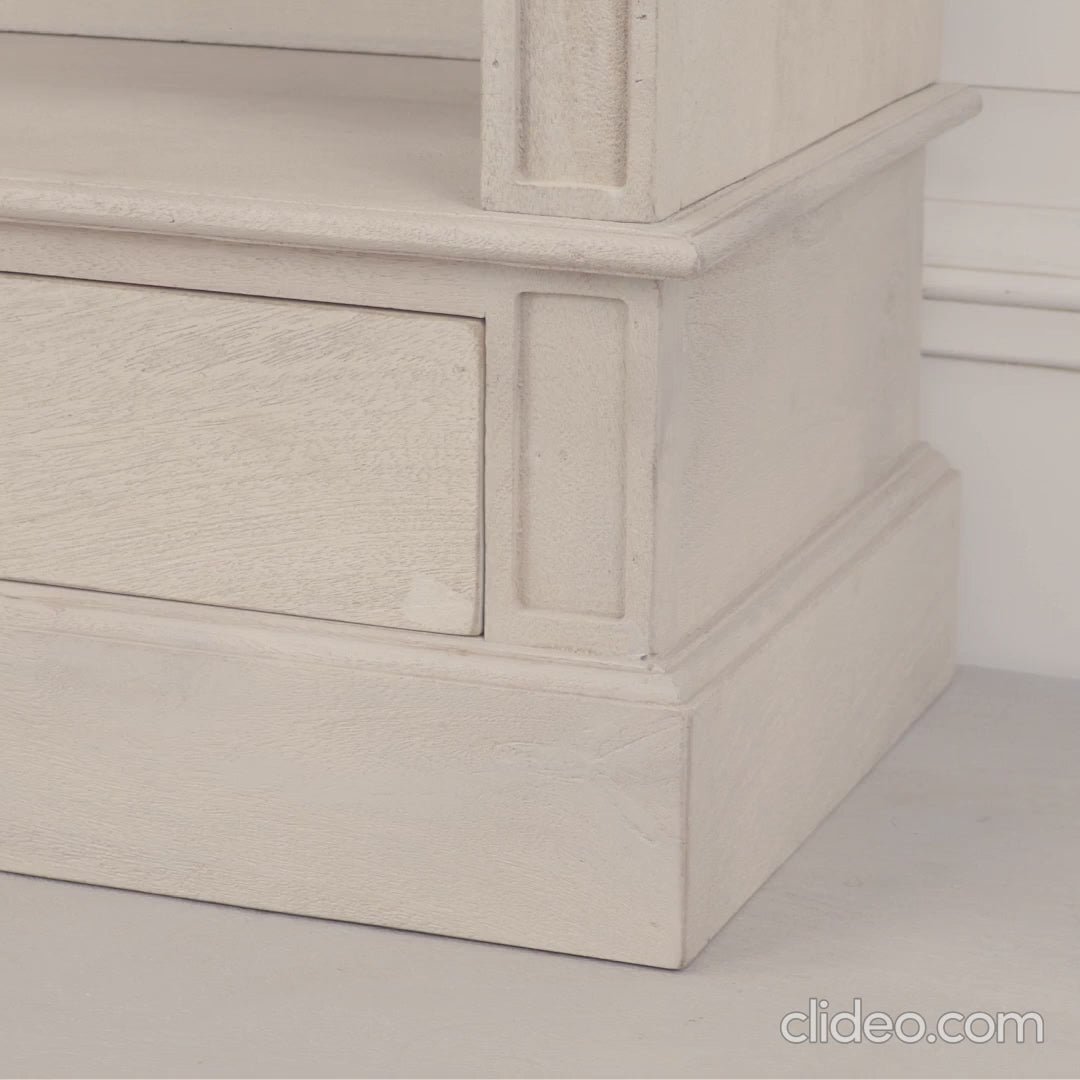 Traditional Blanche Wooden Open Bookcase with Drawers